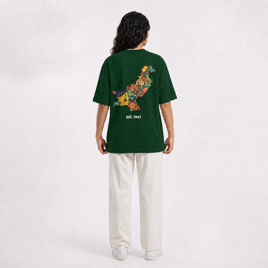 AZAADI OVERSIZED TEE (Bottle Green)