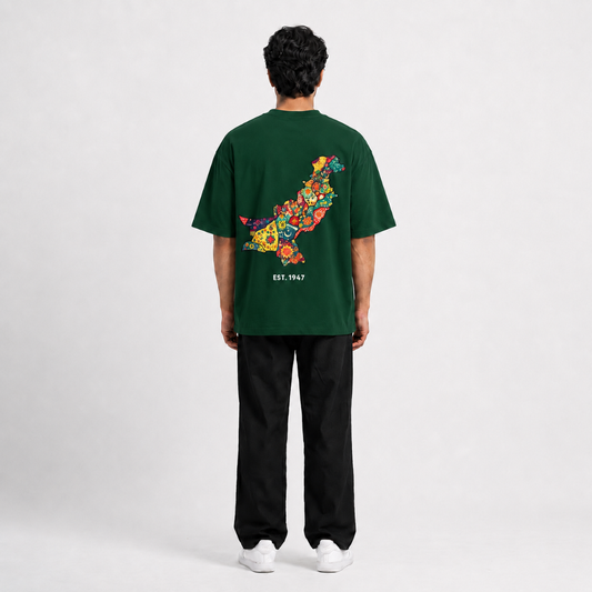 AZAADI OVERSIZED TEE (Bottle Green)