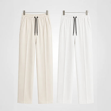 Pack of 2 Beige & White Straight-Leg Trousers
